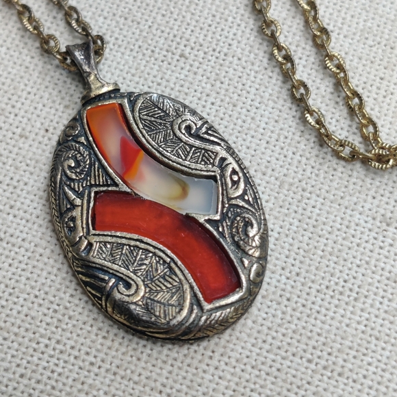 🍀 Antique Celtic MiracleCarnelian Pendant Necklace - Picture 3 of 7